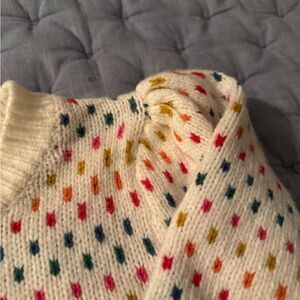 Marine Layer Cream Sweater with Colorful Dots